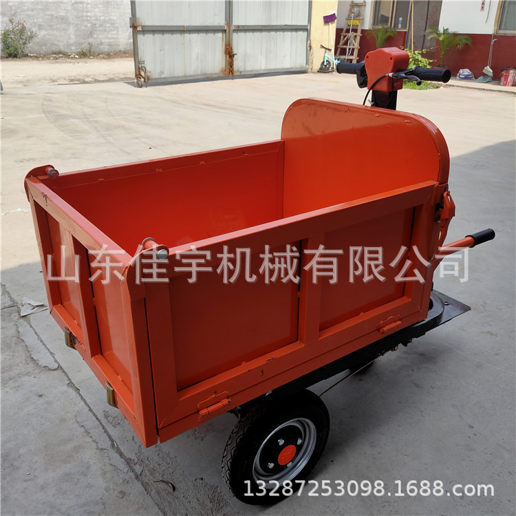 工程电动灰斗车人骑式工地推灰推沙车 小型斜斗翻斗车