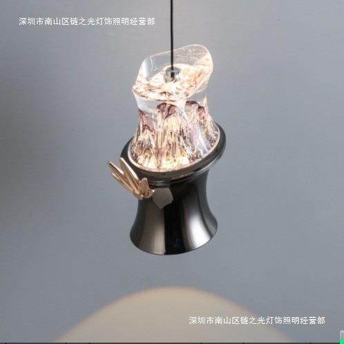 现代简约单头吊灯创意复古工业风餐厅吧台透明灯罩床头小吊灯
