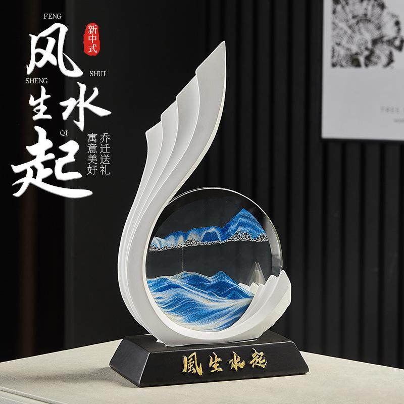 现代简约艺术风生水起流沙画桌面摆件办公室电视柜装饰树脂工艺品,智能设备,其他智能设备,淘宝优惠券,粉丝福利购,淘宝优惠卷