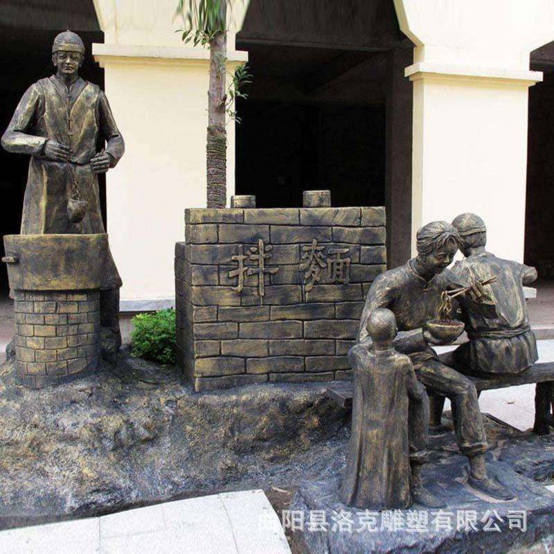 仿铜玻璃钢铸铜人物雕塑民俗农耕园林广场古城商业街小品景观摆件