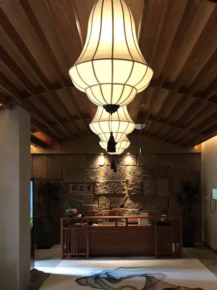 现代新中式东南亚吊灯禅意酒店仿古布艺灯具吊灯中国风餐厅饭店灯