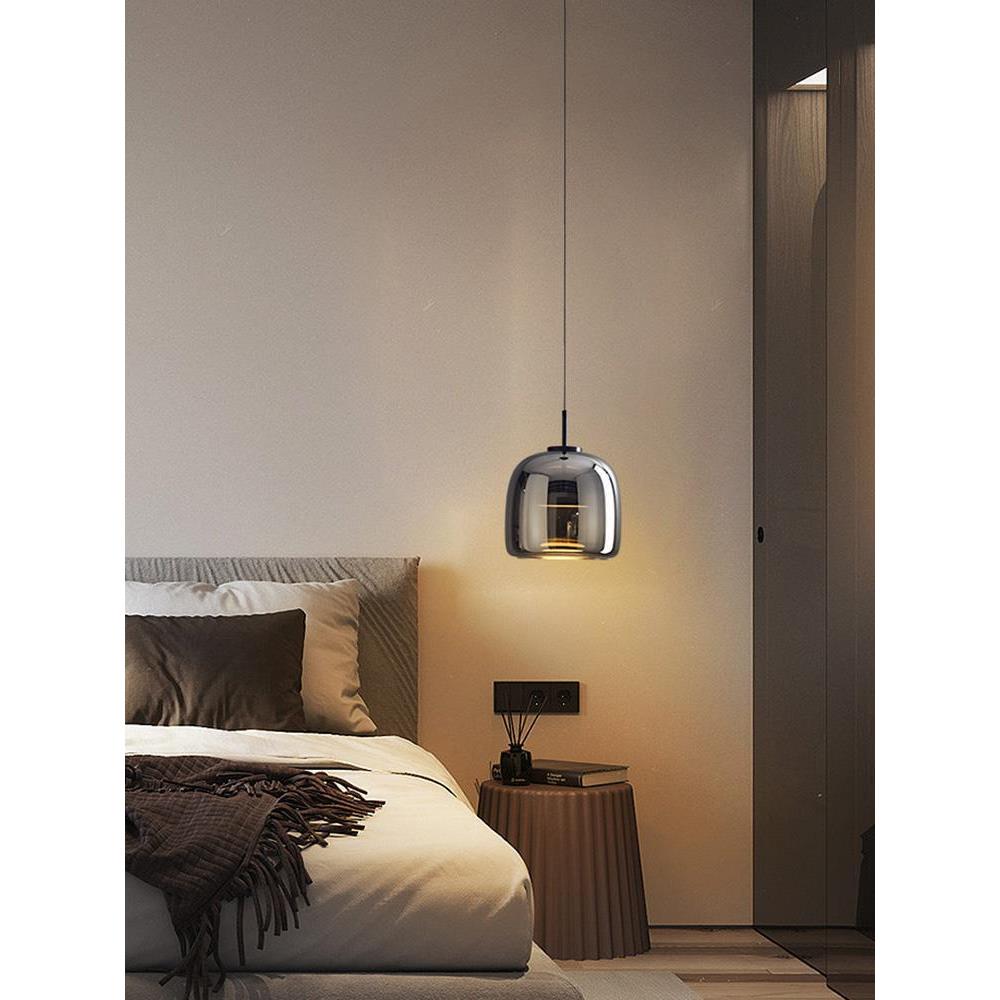 北欧极简床头吊线灯现代简约轻奢玄关走廊过道设计师款卧室小吊灯