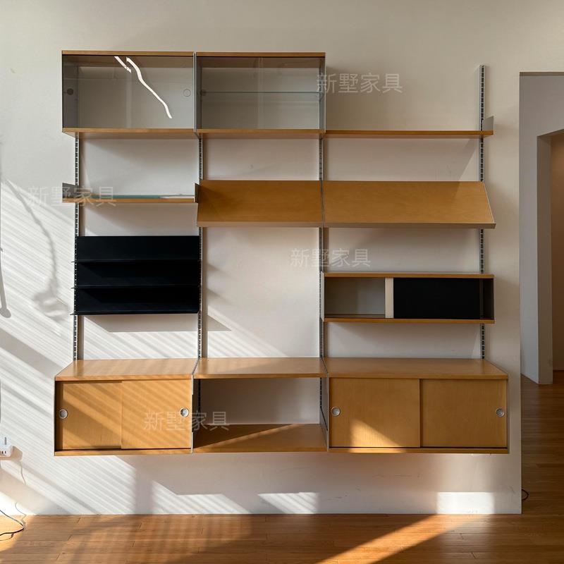 中古风高颜值客厅海洋板墙上隔板置物架壁挂式多层书架组合收纳柜