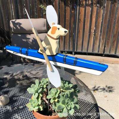 Labrador & Kayak Whirligig 拉布拉多犬皮划艇旋转木马木质装饰