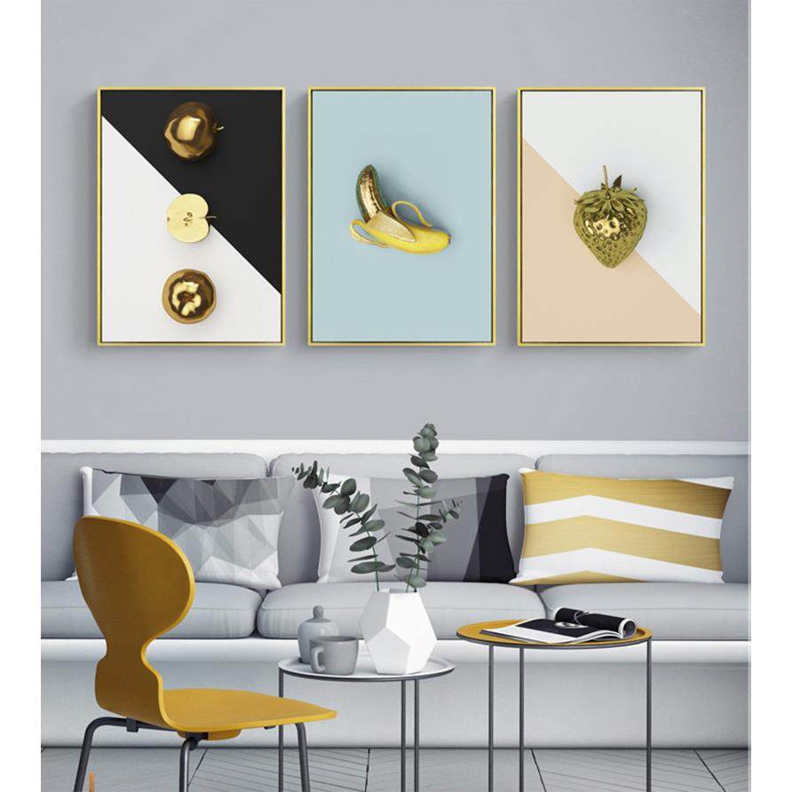 果味人生 北欧创意装饰画金色水果墙壁画餐厅厨房饭店三联挂画,工业油品/胶粘/化学/实验室用品,其他实验室设备,淘宝优惠券,粉丝福利购,淘宝优惠卷