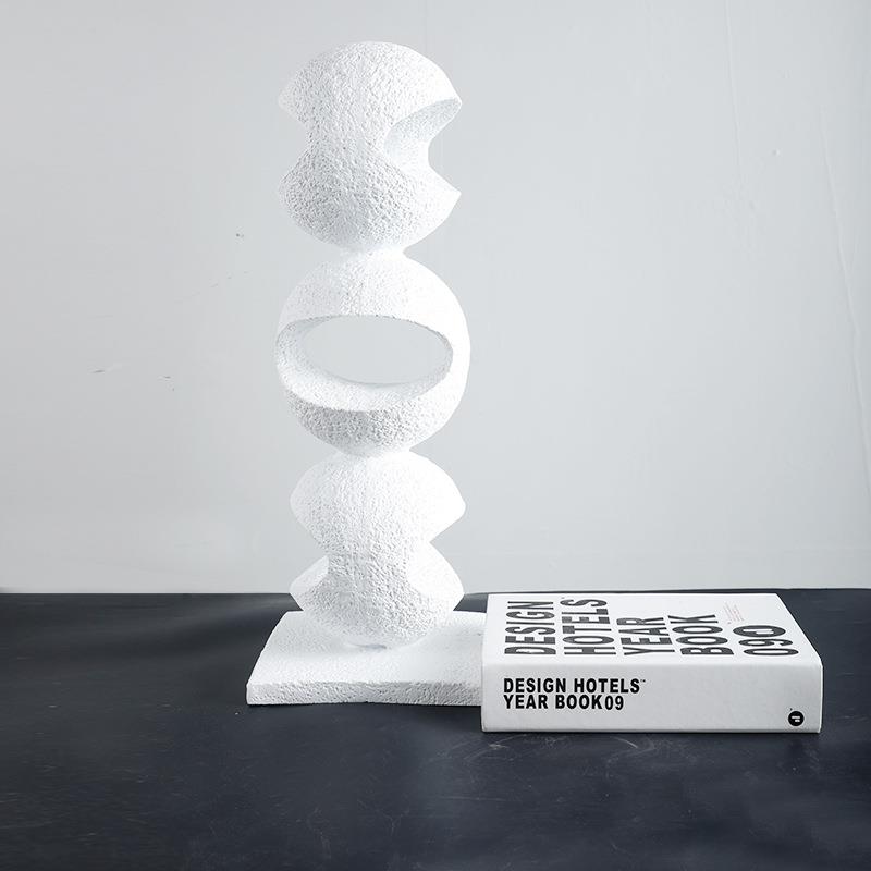 现代简约抽象艺术极简白色砂岩创意摆设工艺品家居客厅软装饰品