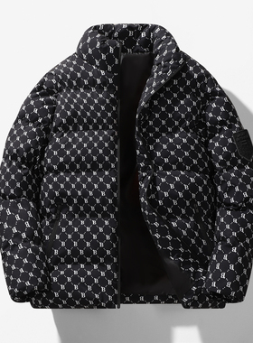 冬季B字棉服男士休闲外套棉衣外套潮牌立领棉袄男装加厚棉服男装