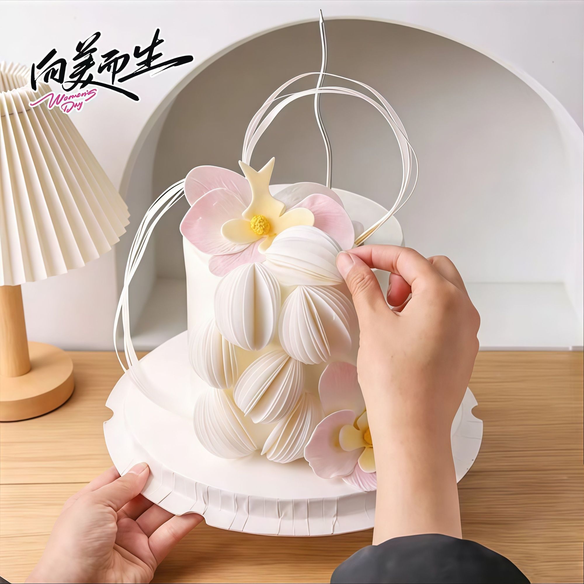 爆款糯米纸威化玫瑰花蝴蝶兰蛋糕装饰女神手捧花烘焙成品摆件