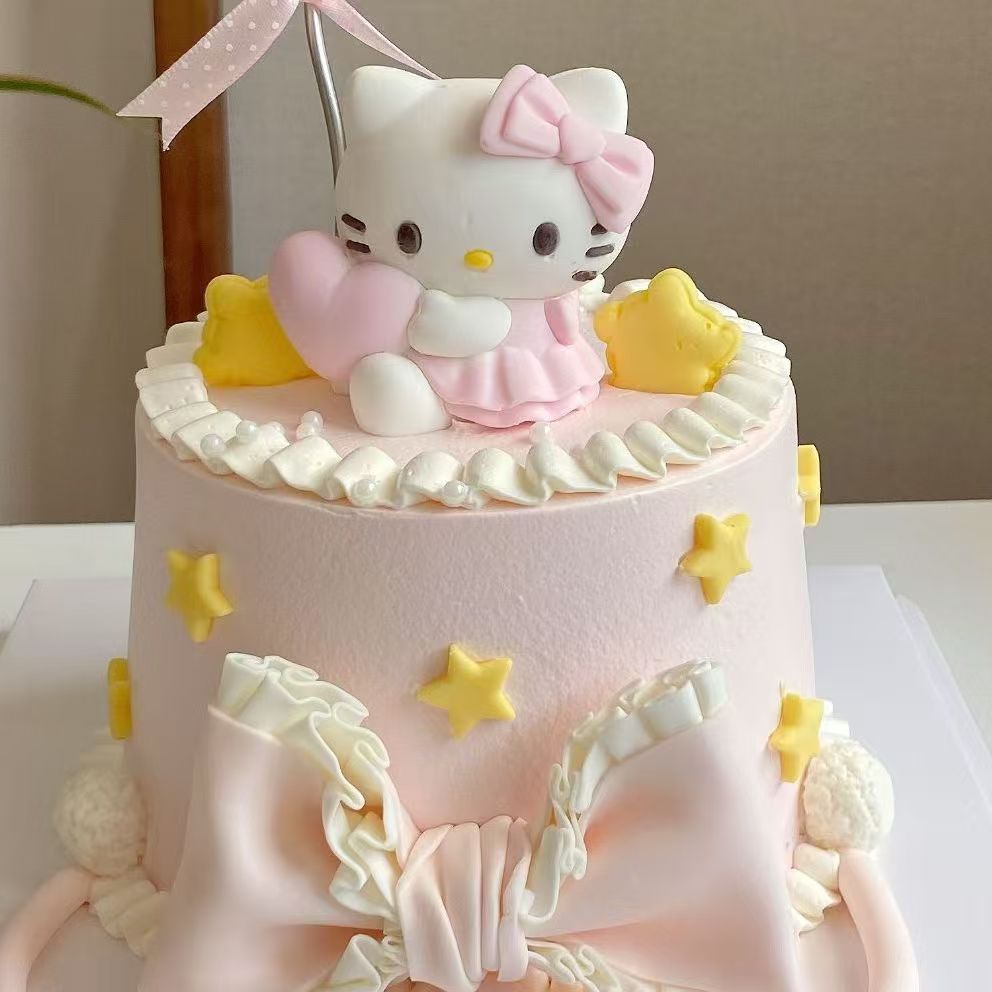 爆款六一儿童节粉裙KT多巴胺HAPPY组合巧克力可食用蛋糕装饰摆件