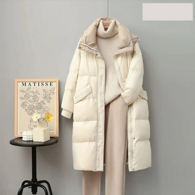 羽绒服女中长款过膝2024新款冬季外穿大码气质时尚户外白鸭绒
