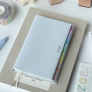 2026年彩虹索引皮质日程手帐本高颜值月周计划工作笔记日记事本子