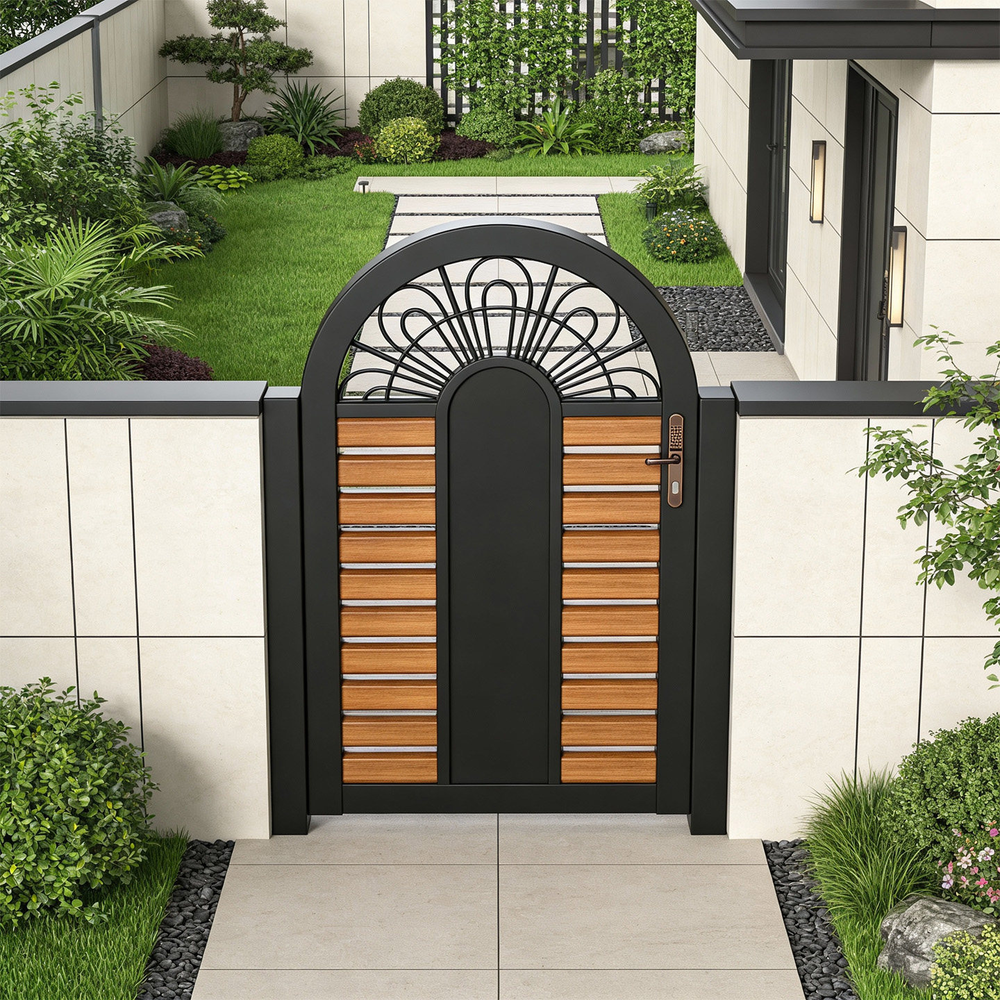 铝合金木纹别墅庭院门