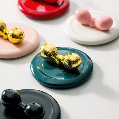 【撞色蝴蝶结】陶瓷杯盖子大口径