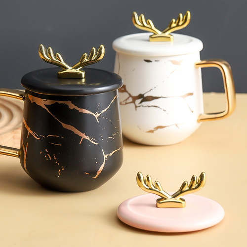 鹿角陶瓷杯盖大口径通用防尘盖子