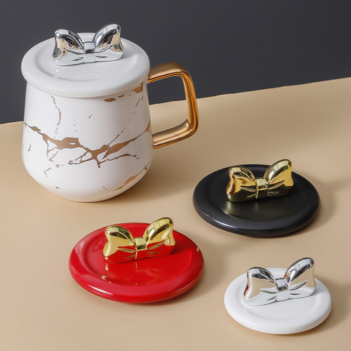 蝴蝶结陶瓷杯盖大口径通用防尘盖