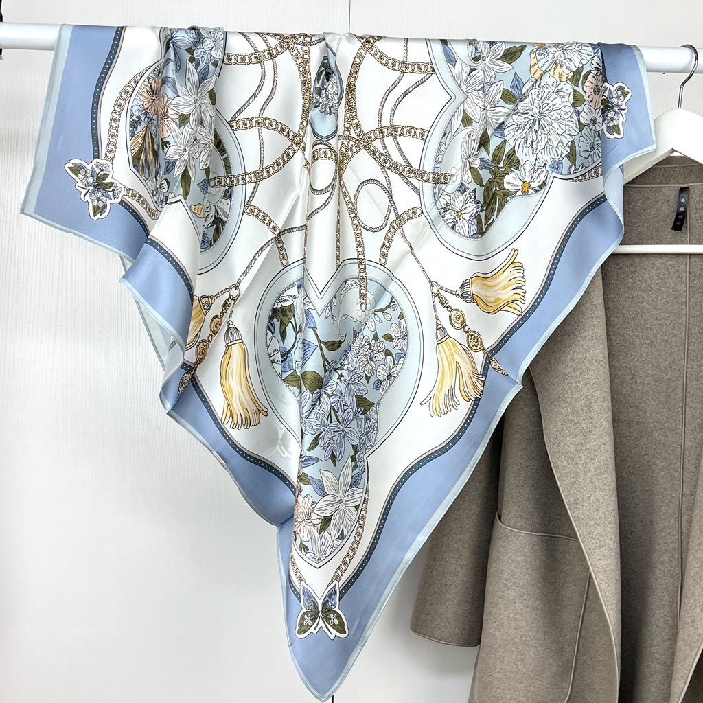 日本品质杭州丝绸真丝缎面大方巾女90cm桑蚕丝丝巾欧美风春季新款