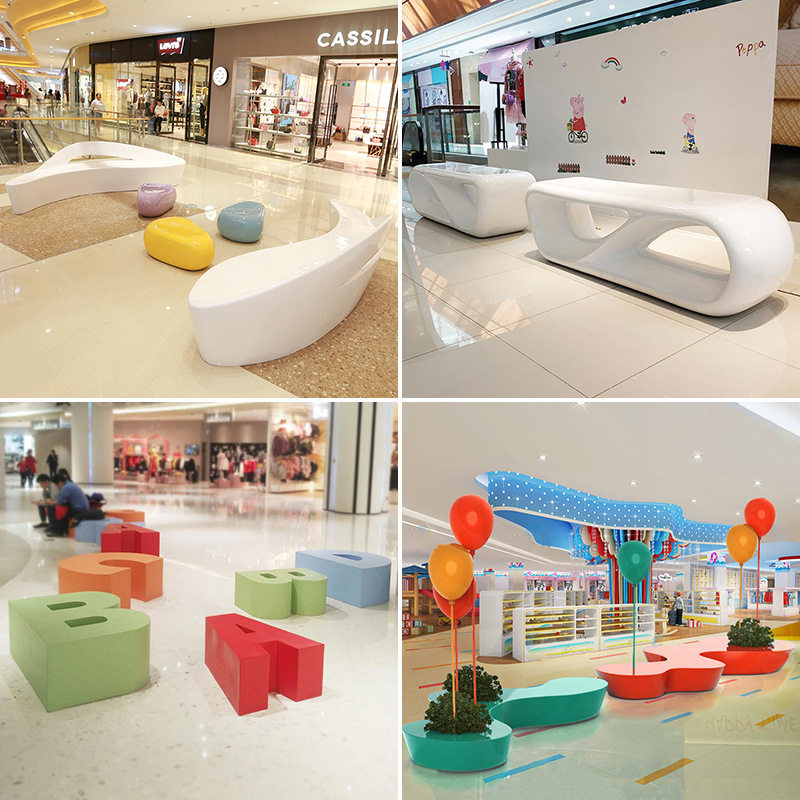 玻璃钢座椅户外坐凳商场创意公共等候休闲椅子景观异形休息长凳子