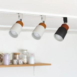 實木極簡北歐燈泡軌道燈LED導軌燈背景墻客廳臥室展廳家用燈 日式