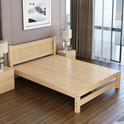 特价简易实木双人床1.8m1.5米松木床出租房1.2米单人床简约经济型