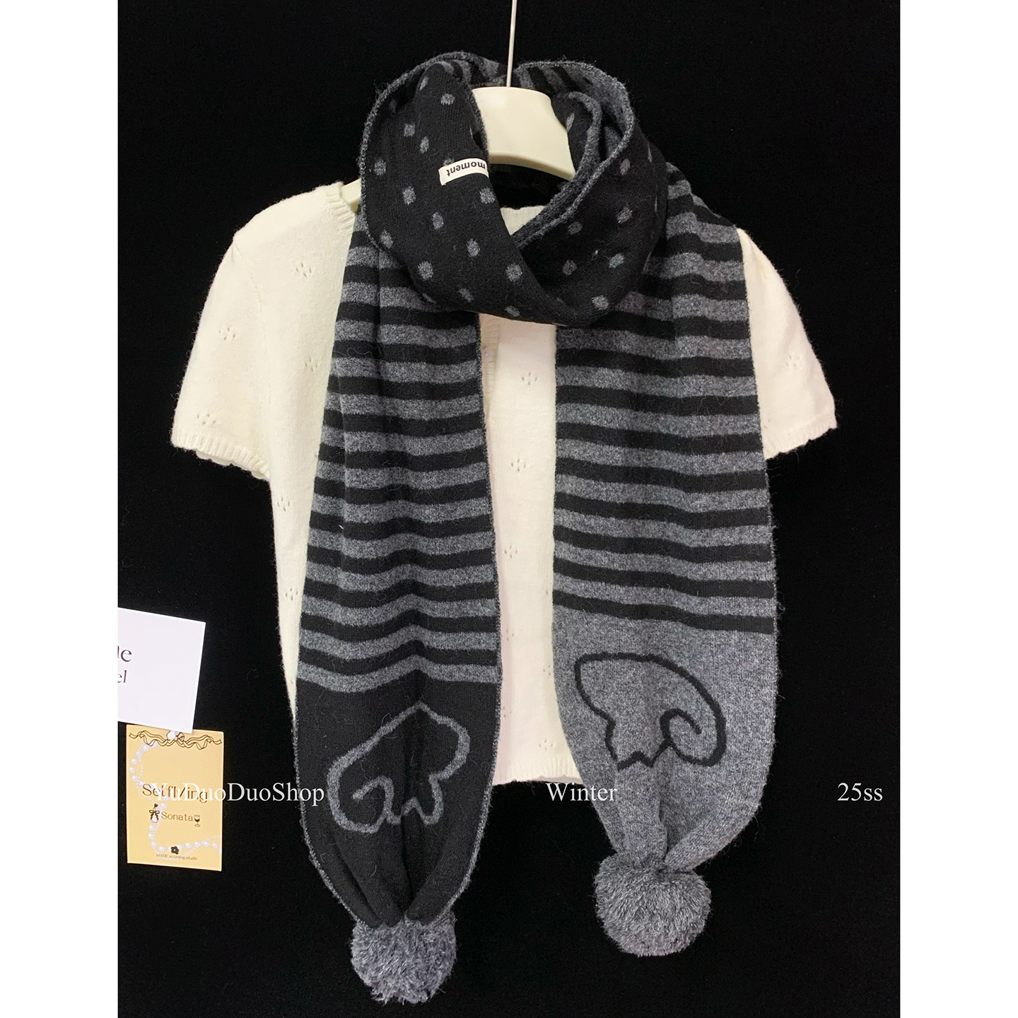 hugyourskin波点翅膀轻亚y2k围巾