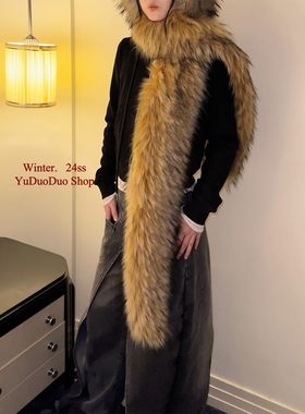 辣妹炸街~千禧y2k仿狐狸毛围巾女仿皮草长款时髦毛毛围脖凹造型潮