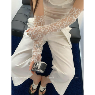 套女个性 套千禧亚文化手臂袖 搭配 白色蕾丝网纱星星防晒袖 2025新款