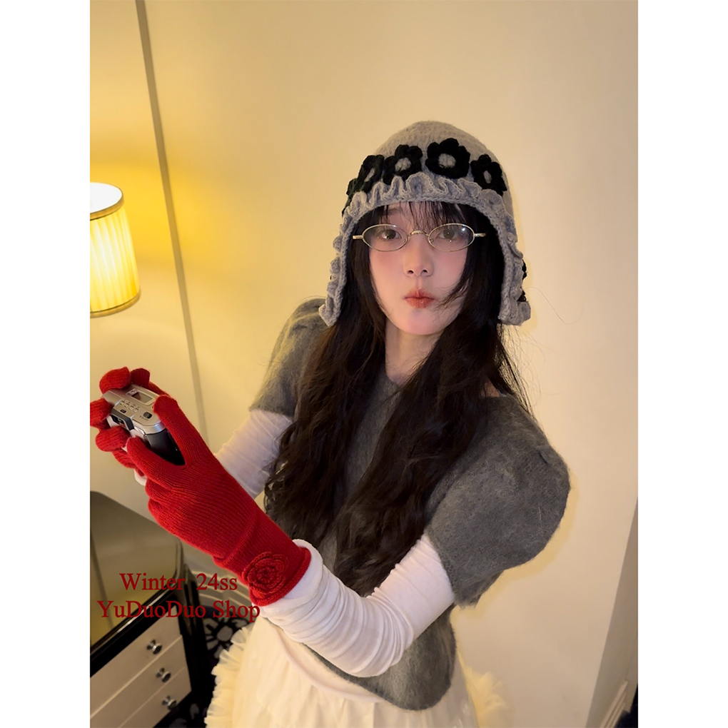 复古时髦手工钩花立体花朵包头帽