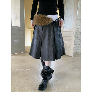 小众时髦感vintage绑带毛毛腰带y2k辣妹个性 穿搭配饰仿皮草腰封潮