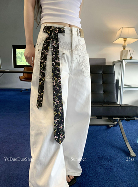 2025小众高级感黑色蔷薇细窄丝巾女时髦辣妹腰带配饰法式复古领带