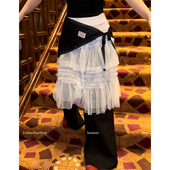 小众设计蕾丝绑带屁帘女夏季 韩系ins叠穿围裙时髦复古多功能头巾