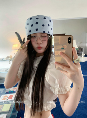 日系文艺复古纯棉小领巾女春夏装饰发带头巾法式百搭多功能丝巾潮