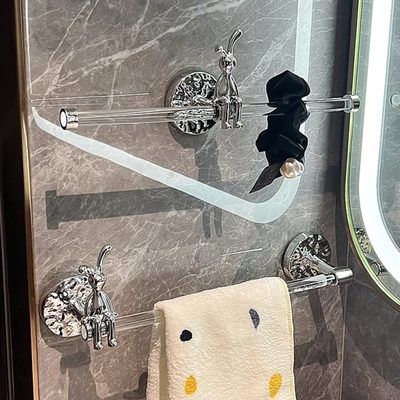 单杆亚克力洗手间壁挂式浴室卫生间置物架晾毛巾挂杆免打孔子网红