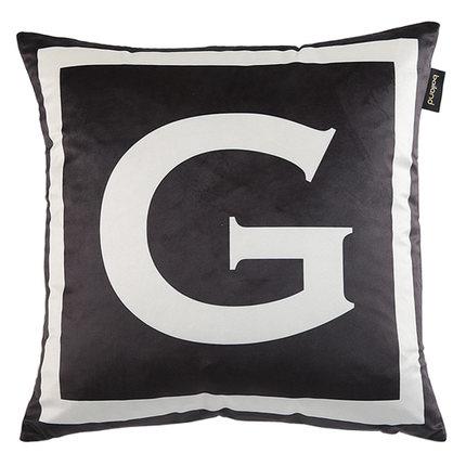 0377字母印花抱枕大靠垫沙发办公室床头靠枕腰枕汽车靠背含芯定制