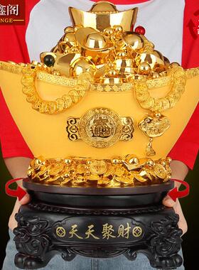金元宝聚宝盆存钱罐摆件招财工艺品风水家居客厅装饰店铺开业摆设