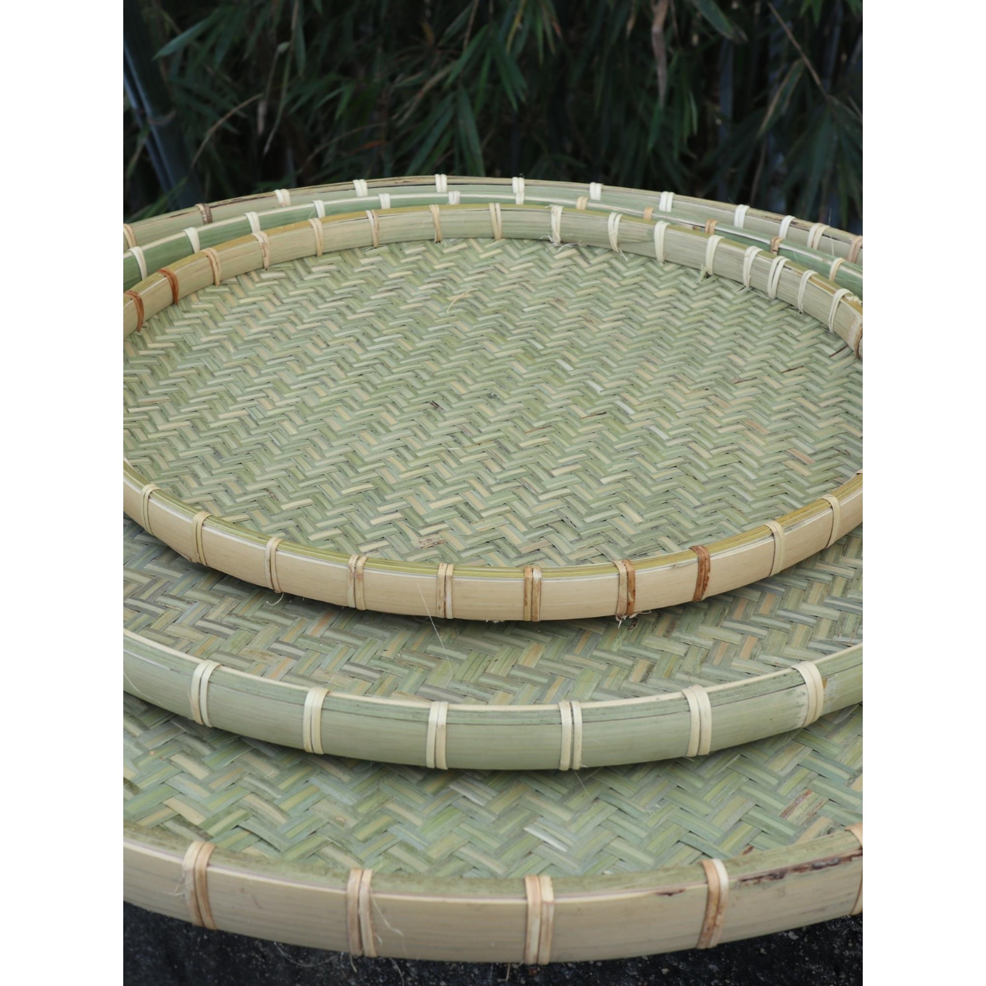 竹编簸箕家用干货晾晒无孔工白簸箕宴藤编平底筛子广西手工筛子