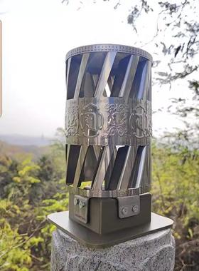 慈简藏式风动转轮经筒微风转动转桶不锈钢景点室外风力装饰摆饰