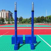 移动式 比赛气排球柱羽毛球网柱室外折叠球架 排球柱可调节升降式