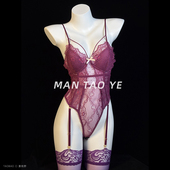 漫桃野「欲望失控」性感蕾丝网纱透视情调吊带连体衣带胸垫款 内衣