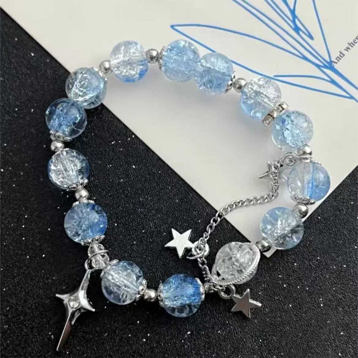 渐变色爆花琉璃手链学生古风超仙流星手串情侣闺蜜生日礼物复古风图片