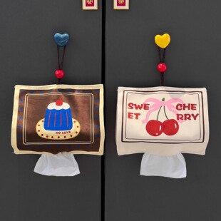 清新壁挂式纸巾布艺袋家用卫生间车载悬挂洗脸巾抽纸收纳盒收纳袋