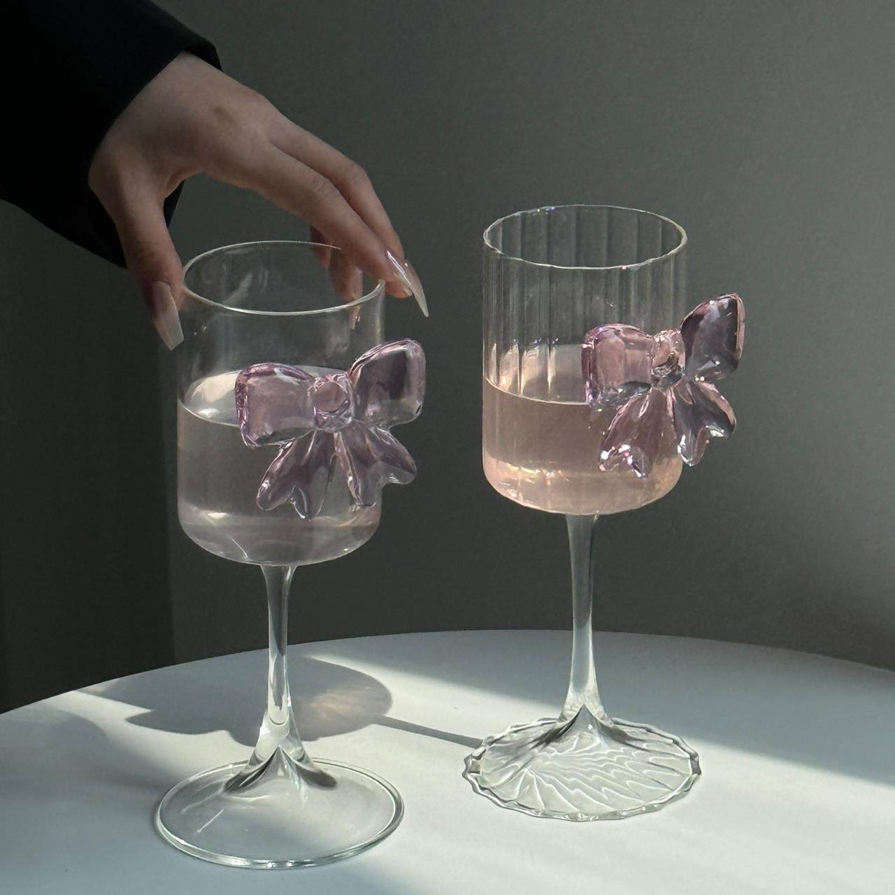 ININHOME家居馆蝴蝶结高脚杯香槟杯高颜值蝴蝶结玻璃杯红酒杯