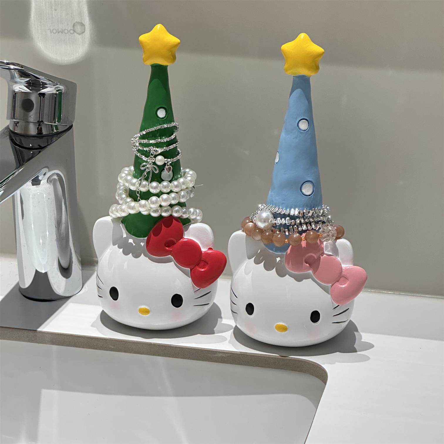 圣诞Kitty猫首饰收纳神器手表发圈卡通可爱挂架礼物装饰品摆件图片