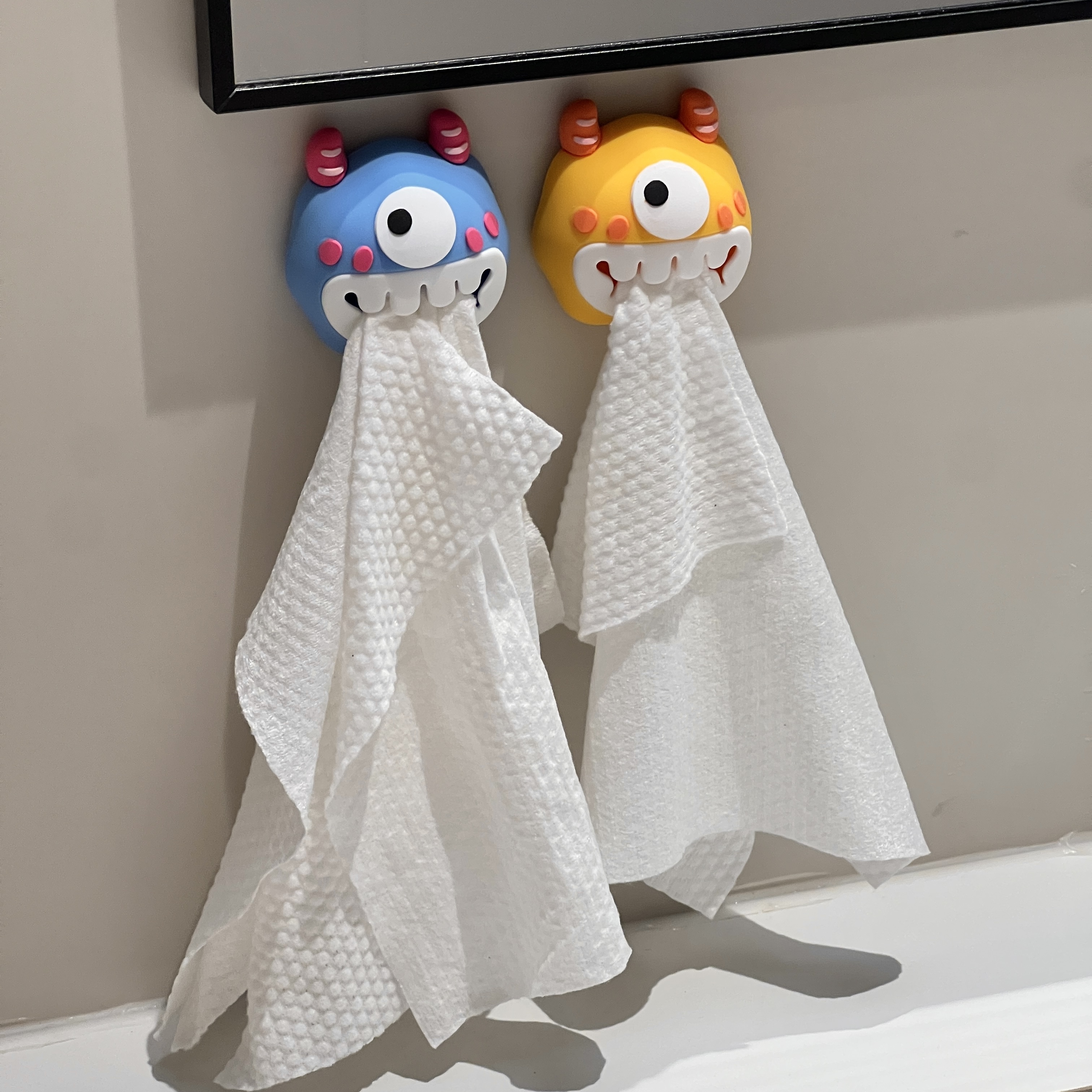 创意小怪兽毛巾夹卡通儿童毛巾塞抹布毛巾架迷你可爱免打孔毛巾架