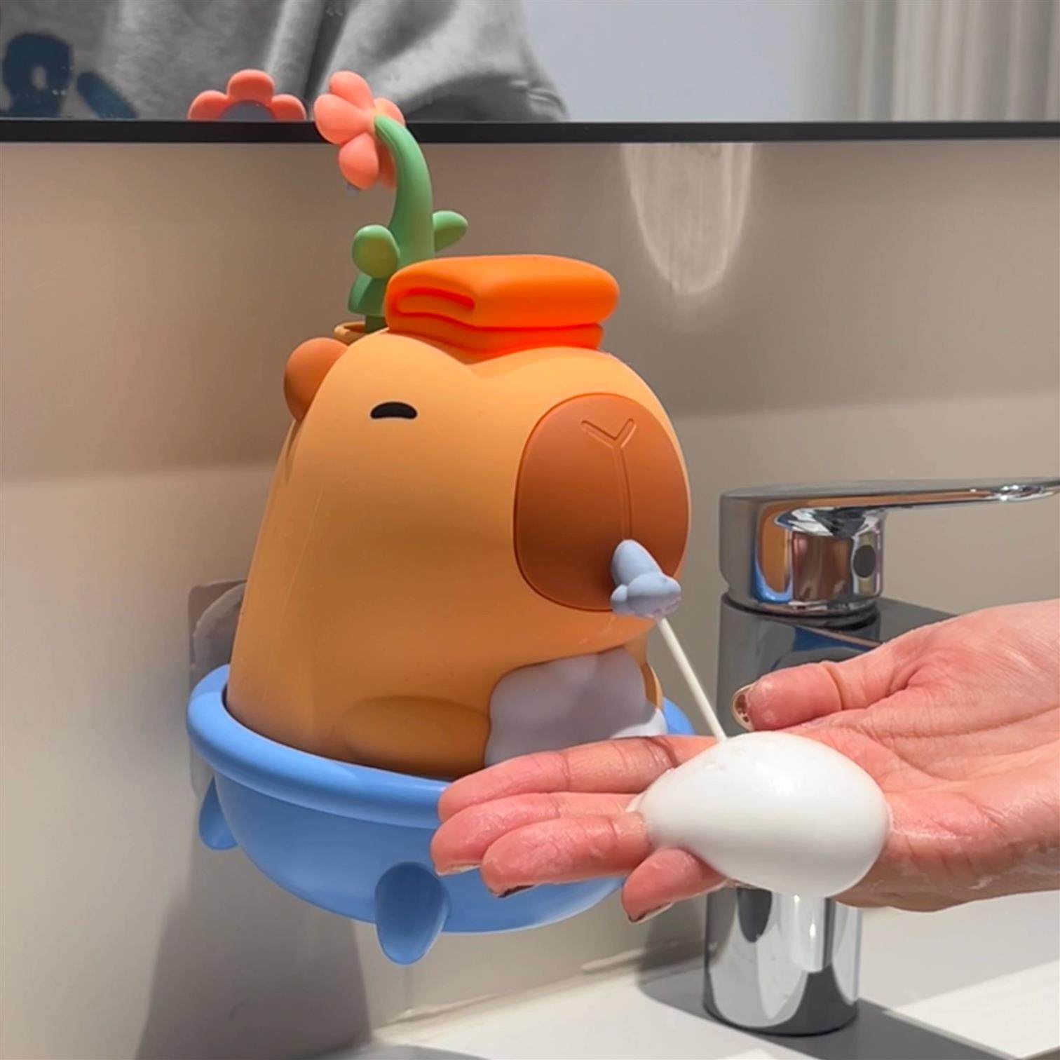 可爱卡皮巴拉气泡机感应洗手液机免打孔沐浴洗脸气泡器生日礼物,家装主材,皂液器,淘宝优惠券,粉丝福利购,淘宝优惠卷