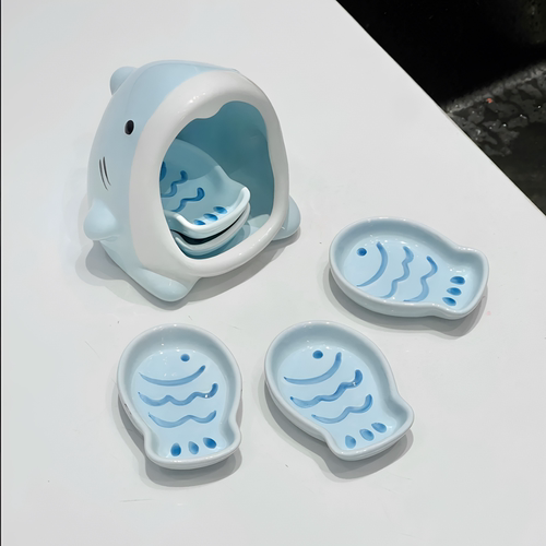 创意小鲨鱼味碟蘸料碟家用陶瓷小碟子酱油碟火锅碟小菜醋碟收纳罐