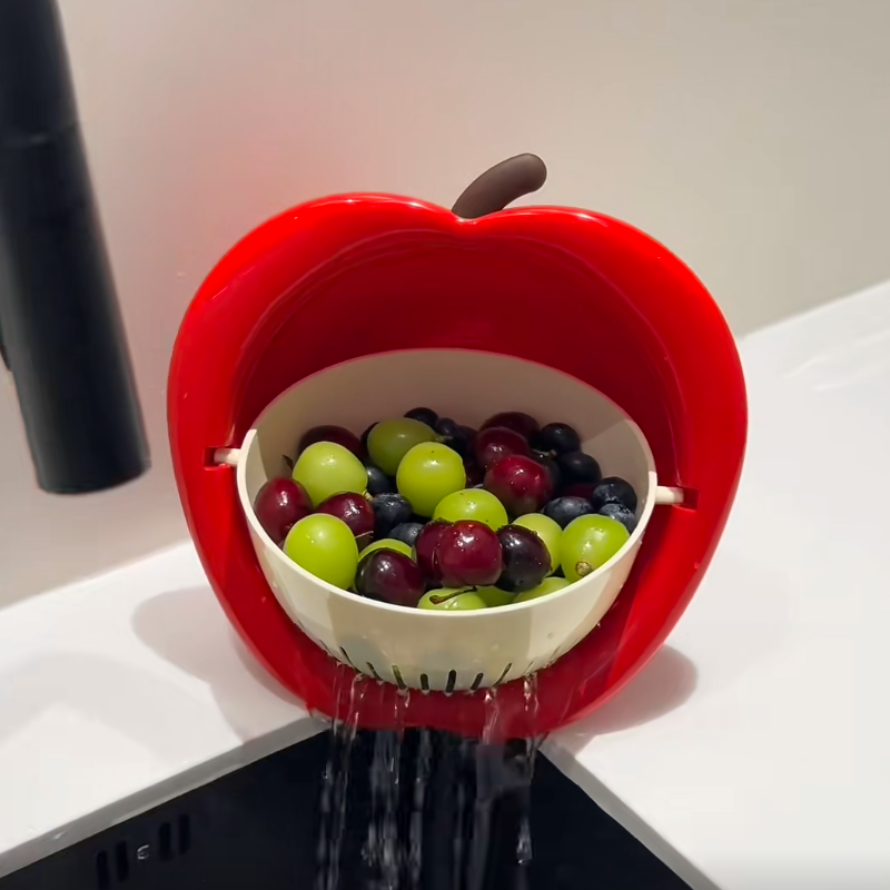 苹果沥水篮家用厨房客厅新款创意可爱洗水果蔬菜盆高颜值双层果篮,餐饮具,洗菜盆/沥水篮/漏水筛,淘宝优惠券,粉丝福利购,淘宝优惠卷