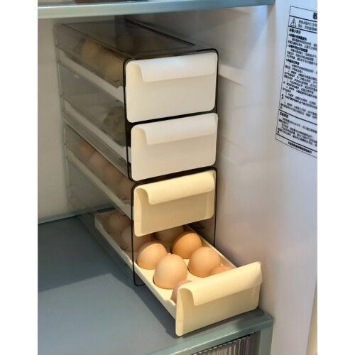 家用冰箱鸡蛋收纳盒简约便携抽屉式鸡蛋托密封食用级保鲜盒整理盒