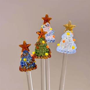 圣诞树搅拌棒创意高颜值调酒棒耐高温咖啡玻璃搅拌棒可爱生日礼物