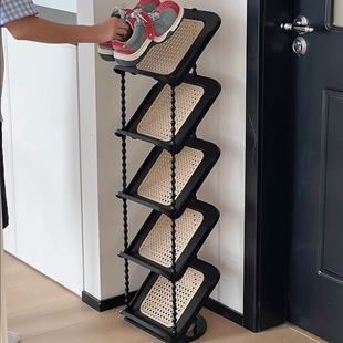 ININ中古风藤编鞋架入户门多层窄缝简易鞋柜宿舍省空间置物架