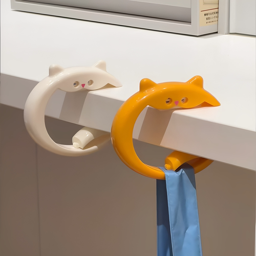 桌面挂钩免打孔可爱猫咪学生专用课桌侧边挂包神器桌边可移动挂包